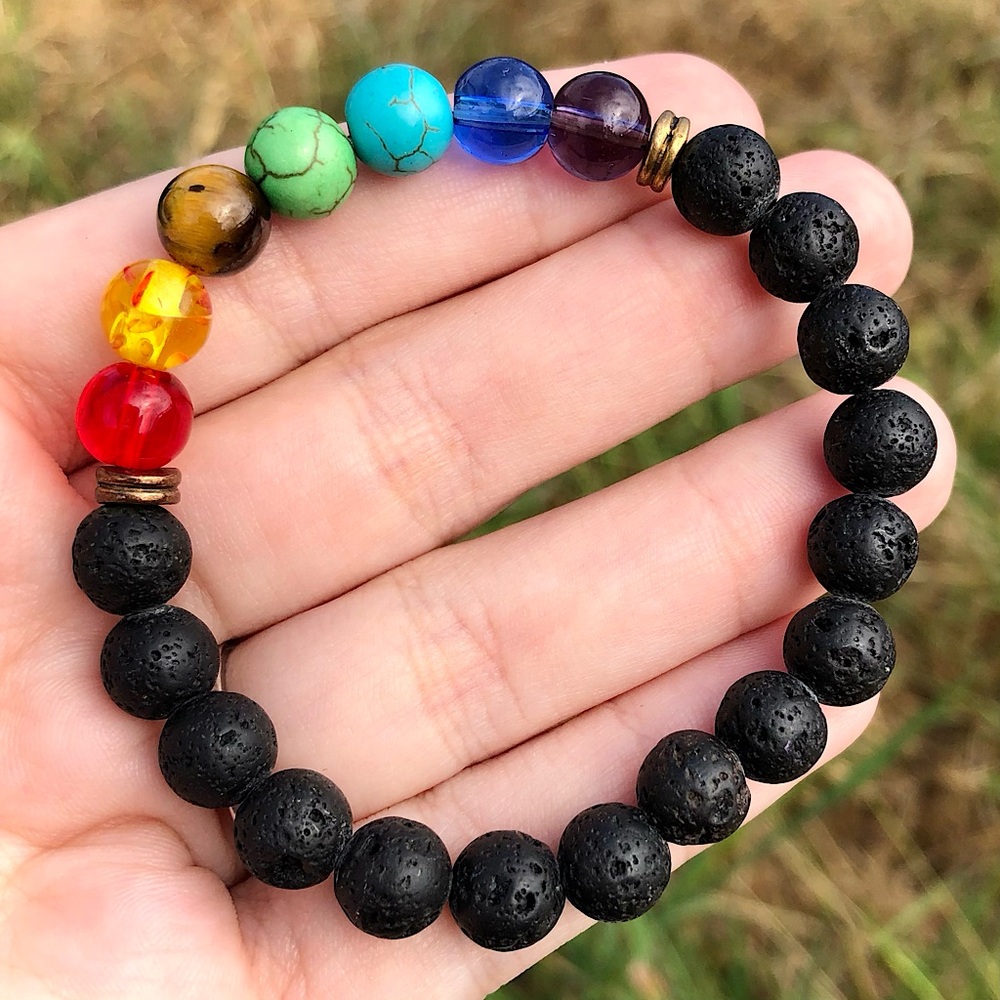 Chakra & Lava Stone Bracelet